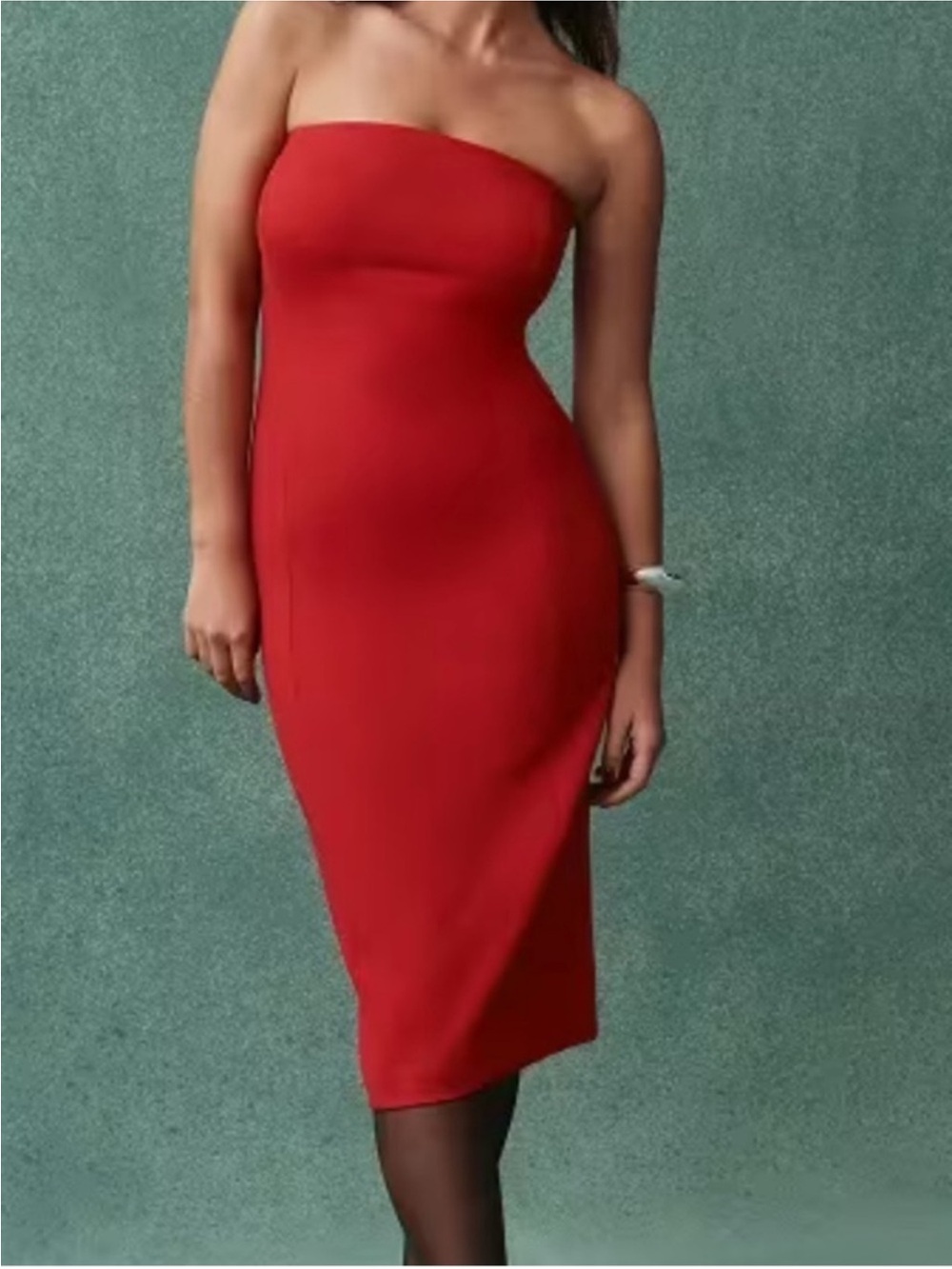 SPANX Robe Midi Bustier in Rouge Size Small